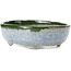 Pot à bonsaï ovale bleu et vert par Bunzan - 130 x 107 x 43 mm