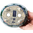Ovale blaue mit grüner Bonsaischale von Bunzan - 115 x 100 x 40 mm