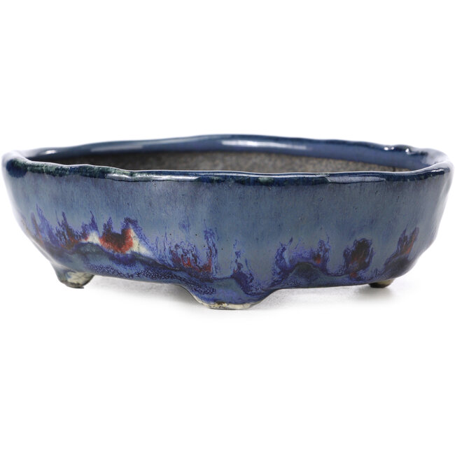 Ovale blauwe bonsaipot van Bunzan - 140 x 111 x 40 mm