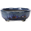 Ovale blaue Bonsaischale von Bunzan - 140 x 111 x 40 mm