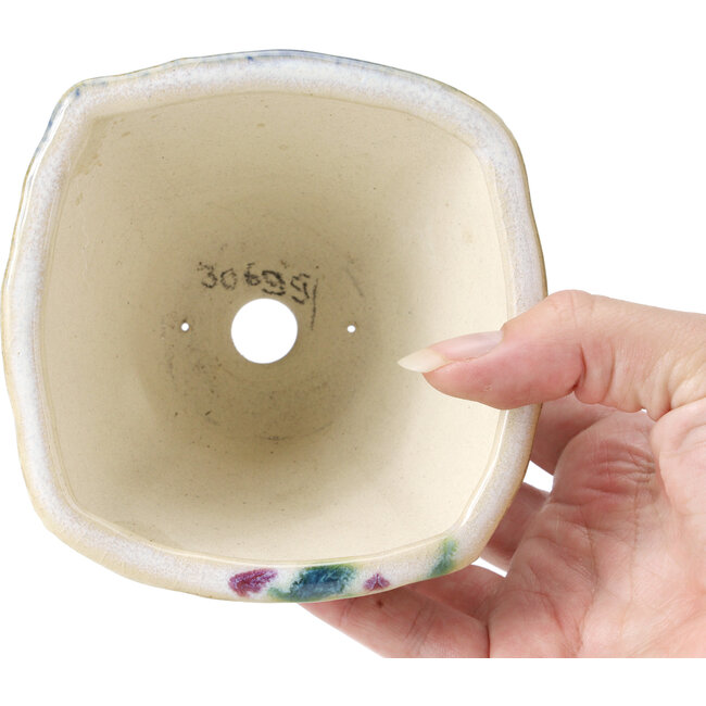 Square multicolor bonsai pot by Bonsai - 112 x 112 x 73 mm