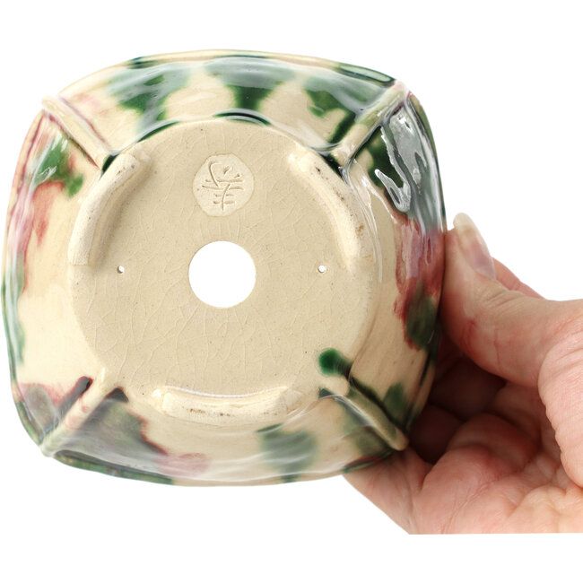 Pot à bonsaï carré multicolore par Bonsai - 112 x 110 x 70 mm