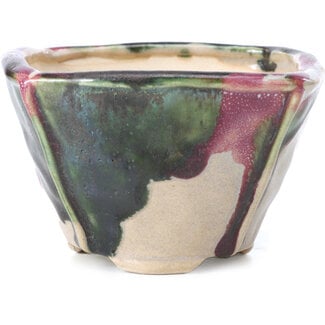 Bonsai 112 mm square multicolor bonsai pot by Bonsai, Japan