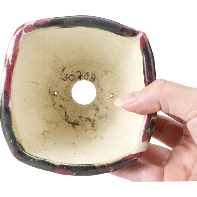 Square multicolor bonsai pot by Bonsai - 112 x 112 x 73 mm