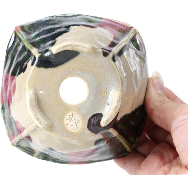 Pot à bonsaï carré multicolore par Bonsai - 112 x 112 x 73 mm