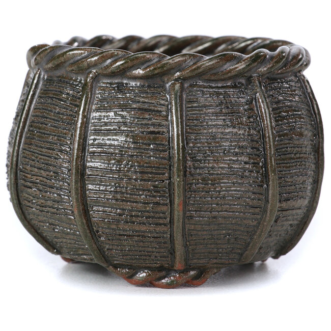 Pot à bonsaï rond vert olive par Bonsai - 65 x 65 x 45 mm
