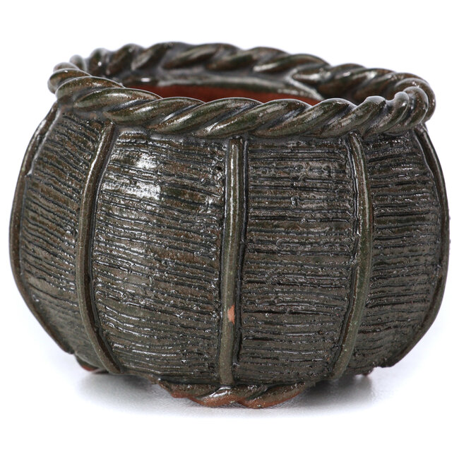 Round olive green bonsai pot by Bonsai - 65 x 65 x 45 mm