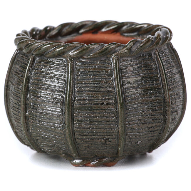 Round olive green bonsai pot by Bonsai - 65 x 65 x 45 mm