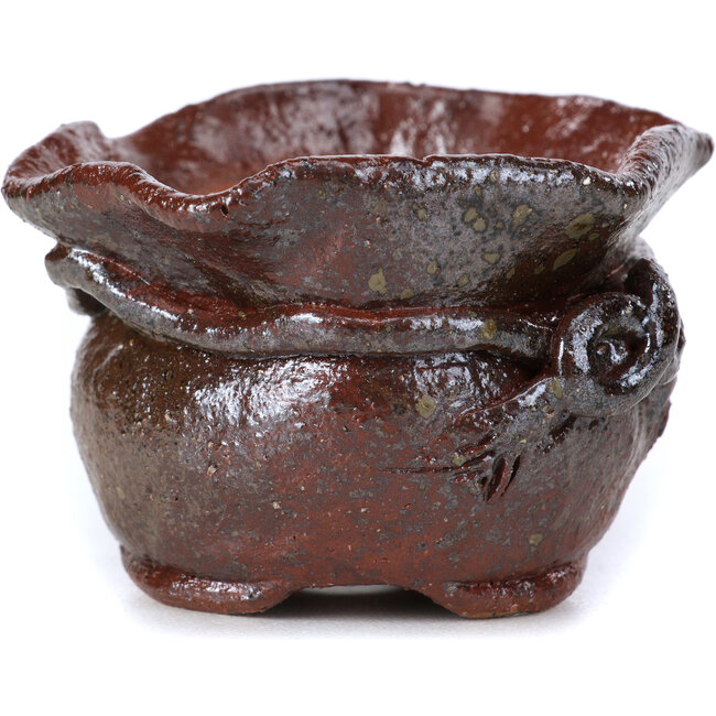 Maceta de bonsái marrón redonda de Bonsai - 70 x 67 x 40 mm