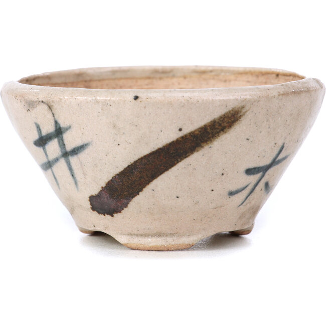Pot à bonsaï rond beige par Bonsai - 69 x 69 x 35 mm