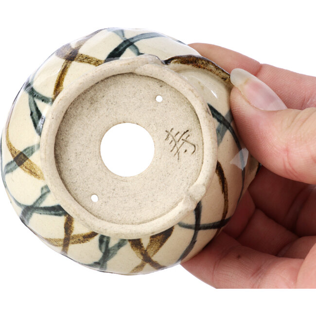 Ronde beige bonsaipot van Bonsai - 70 x 70 x 38 mm