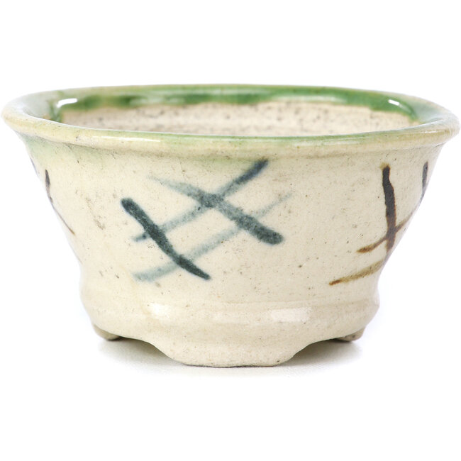 Pot à bonsaï rond beige par Bonsai - 72 x 72 x 37 mm