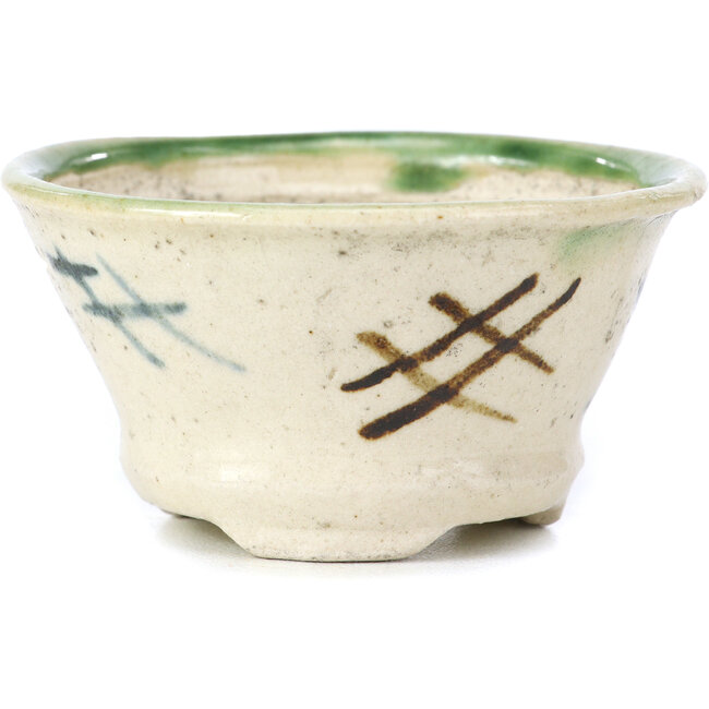 Round beige bonsai pot by Bonsai - 72 x 72 x 37 mm