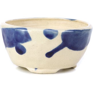 Bonsai 85 mm round blue bonsai pot by Bonsai, Japan