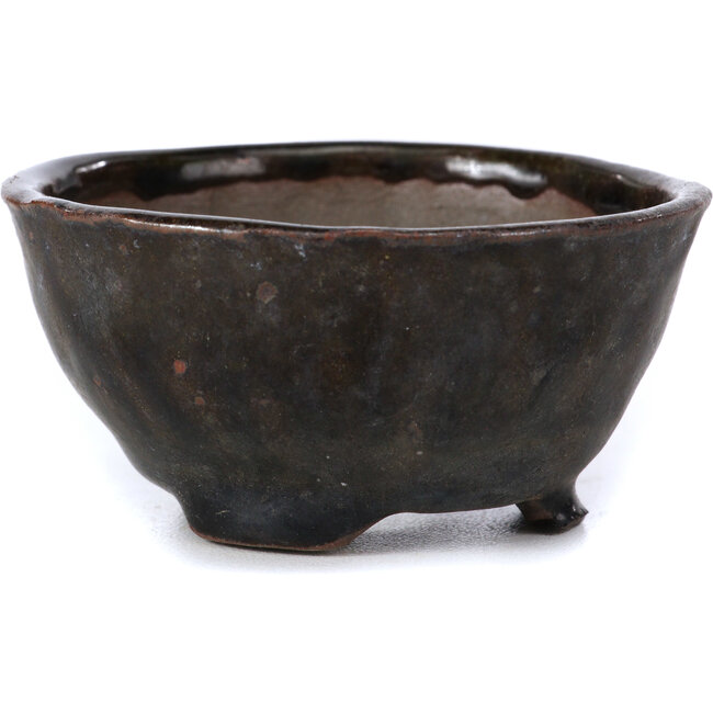 Ronde bruine bonsaipot van Bonsai - 74 x 74 x 37 mm