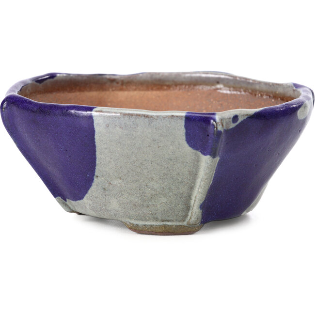 Quadratische blaue und graue Bonsaischale von Bonsai - 115 x 116 x 52 mm