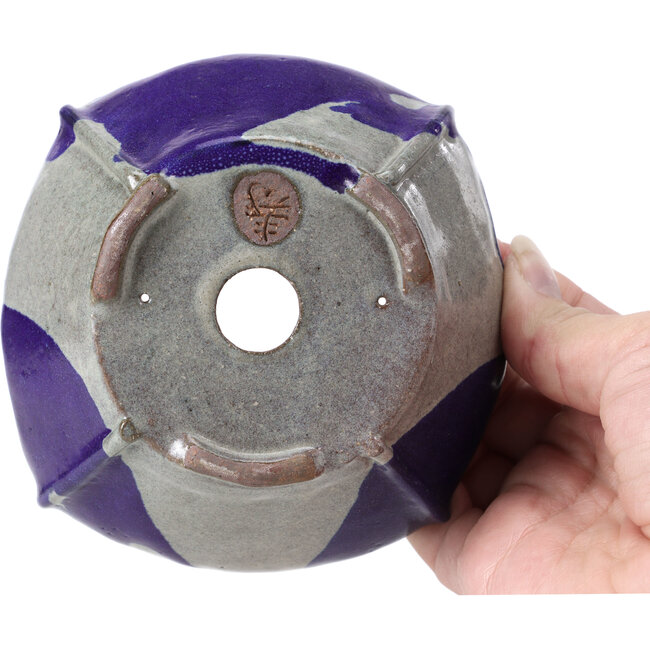 Vierkante blauwe en grijze bonsaipot van Bonsai - 115 x 116 x 52 mm