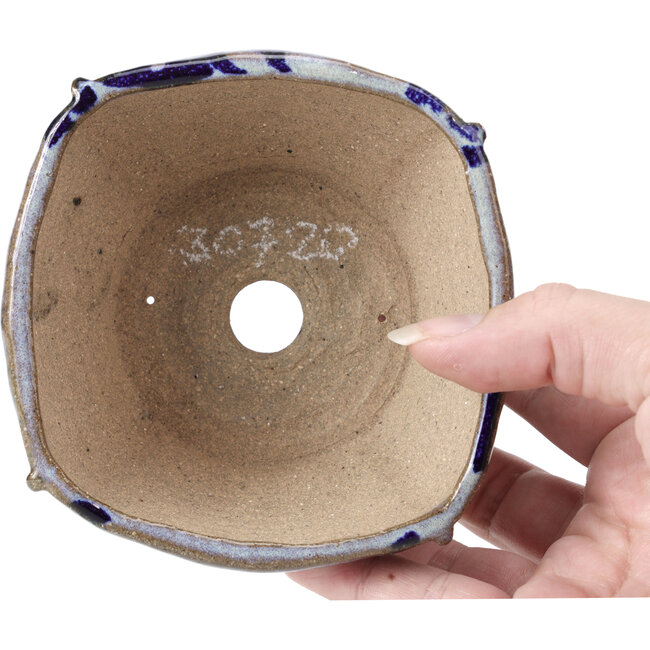 Pot à bonsaï carré bleu et gris par Bonsai - 108 x 108 x 51 mm