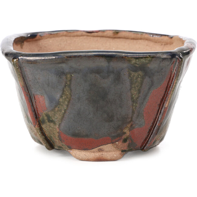 Maceta de bonsái cuadrada negra y marrón de Bonsai - 115 x 115 x 68 mm