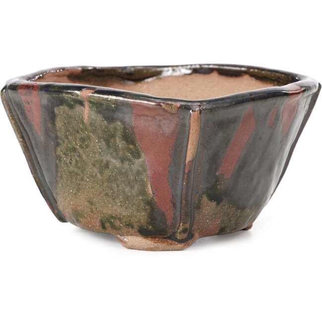 Maceta de bonsái cuadrada negra y marrón de Bonsai - 115 x 115 x 68 mm