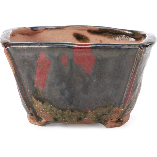 Maceta de bonsái cuadrada negra y marrón de Bonsai - 115 x 115 x 68 mm