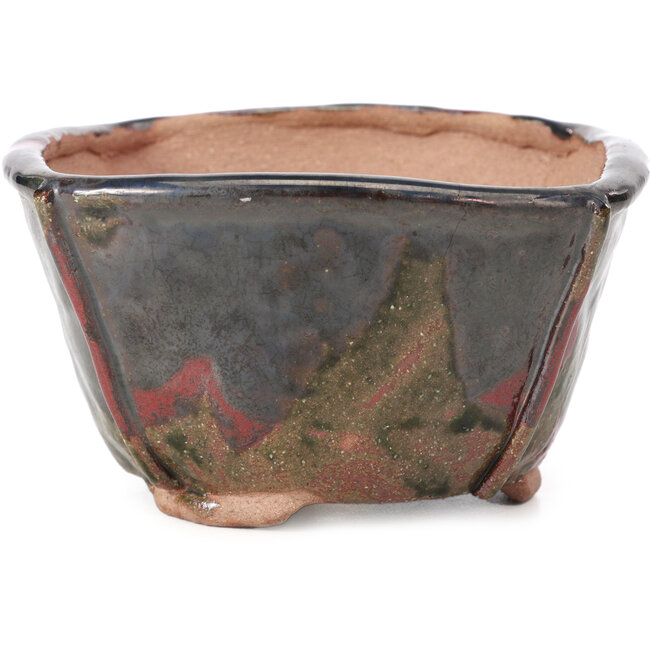 Maceta de bonsái cuadrada negra y marrón de Bonsai - 115 x 115 x 68 mm