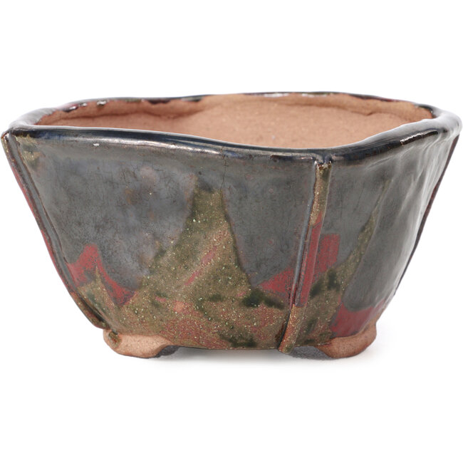 Vaso per bonsai quadrato nero e marrone di Bonsai - 115 x 115 x 68 mm