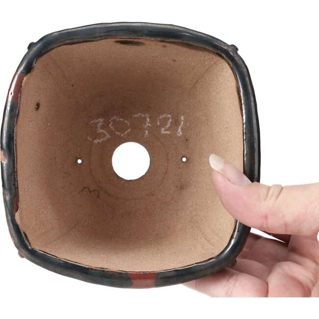 Vaso per bonsai quadrato nero e marrone di Bonsai - 115 x 115 x 68 mm