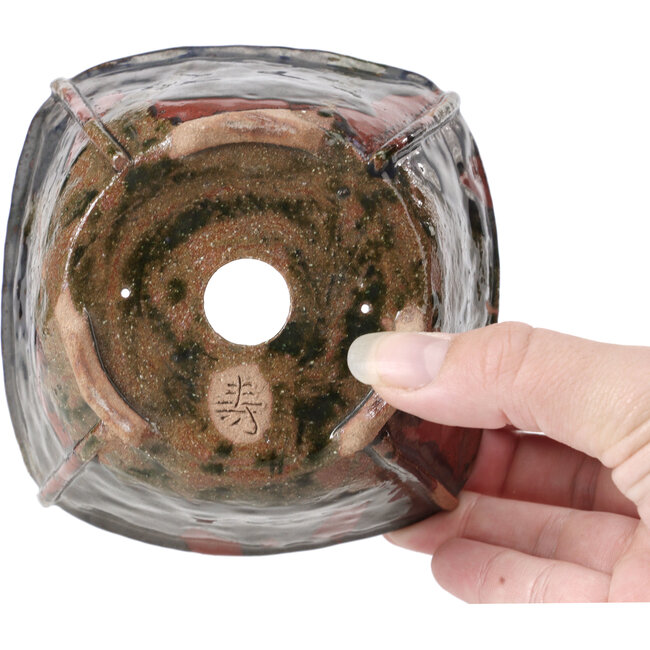 Vaso per bonsai quadrato nero e marrone di Bonsai - 115 x 115 x 68 mm