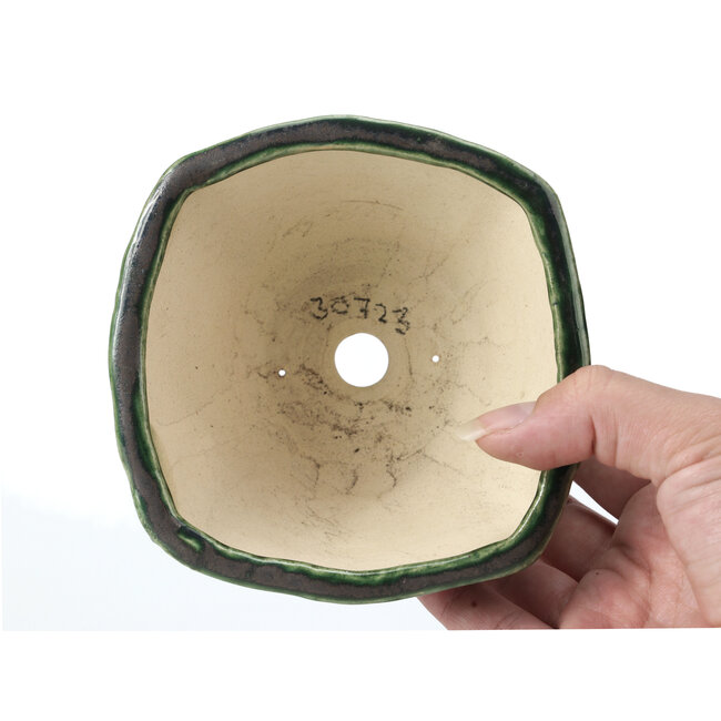 Pot à bonsaï carré vert par Bonsai - 117 x 117 x 72 mm