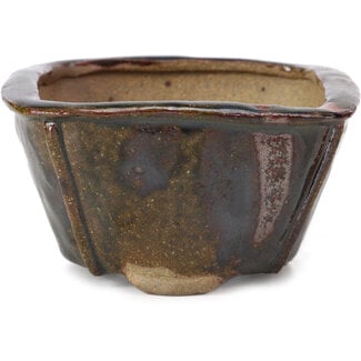 Bonsai 111 mm square brown bonsai pot by Bonsai, Japan