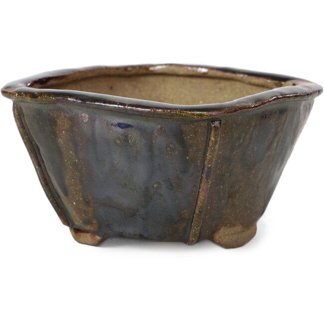 Pot à bonsaï carré marron par Bonsai - 111 x 111 x 64 mm