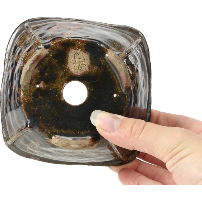 Vaso per bonsai quadrato marrone di Bonsai - 111 x 111 x 64 mm