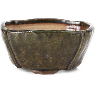 Bonsai 108 mm square olive green bonsai pot by Bonsai, Japan