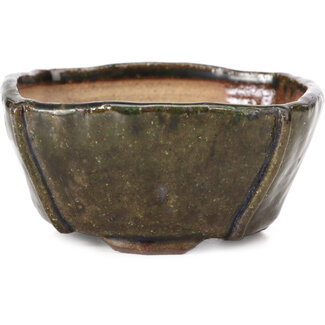 Bonsai Pot à bonsaï carré vert olive de 108 mm par Bonsai, Japon