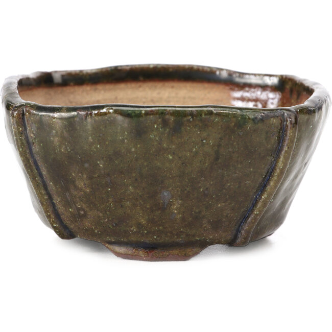 Pot à bonsaï carré vert olive par Bonsai - 108 x 105 x 55 mm