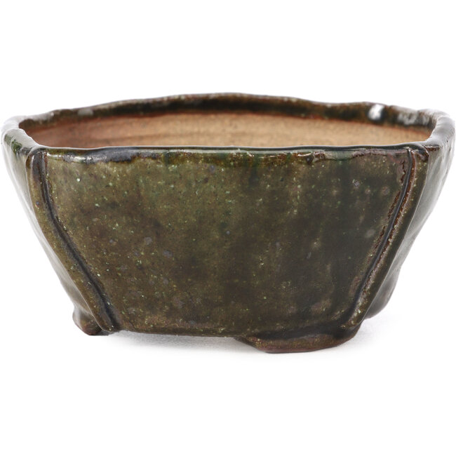 Quadratische olivgrüne Bonsaischale von Bonsai - 108 x 105 x 55 mm