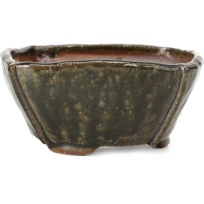 Pot à bonsaï carré vert olive par Bonsai - 108 x 105 x 55 mm