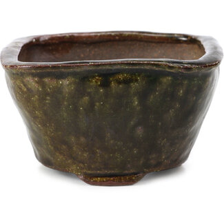 Bonsai Pot à bonsaï carré vert olive de 110 mm par Bonsai, Japon