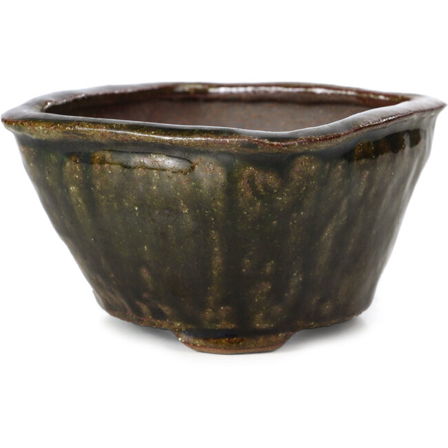 Square olive green bonsai pot by Bonsai - 110 x 105 x 67 mm