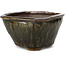Pot à bonsaï carré vert olive par Bonsai - 110 x 105 x 67 mm