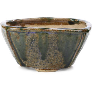 Bonsai 121 mm square blue and green bonsai pot by Bonsai, Japan