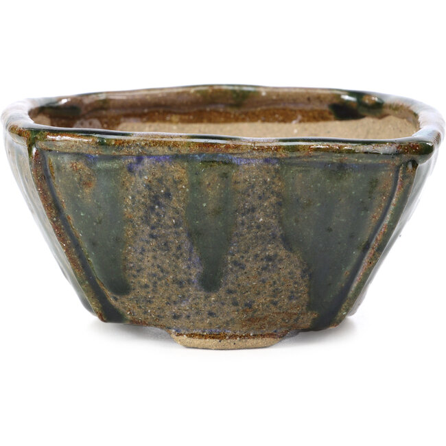 Pot à bonsaï carré bleu et vert par Bonsai - 121 x 118 x 65 mm