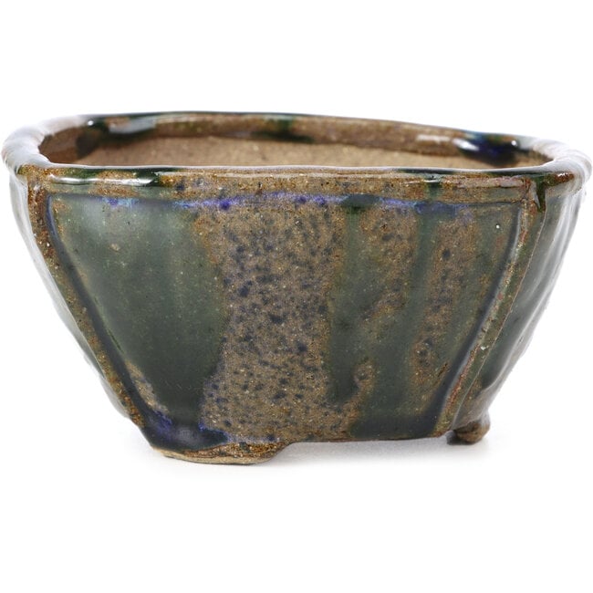 Quadratische blaue und grüne Bonsaischale von Bonsai - 121 x 118 x 65 mm