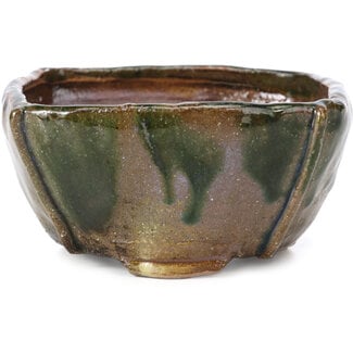 Bonsai 107 mm square multicolor green bonsai pot by Bonsai, Japan