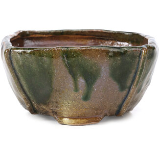 Bonsai Pot à bonsaï vert multicolore carré de 107 mm par Bonsai, Japon