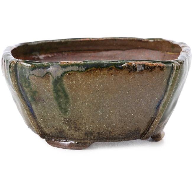 Pot à bonsaï carré multicolore vert par Bonsai - 107 x 110 x 55 mm