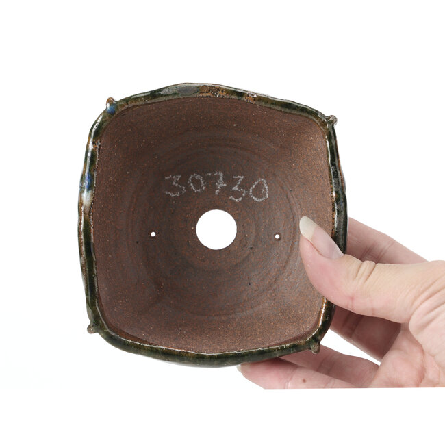 Pot à bonsaï carré multicolore vert par Bonsai - 107 x 110 x 55 mm