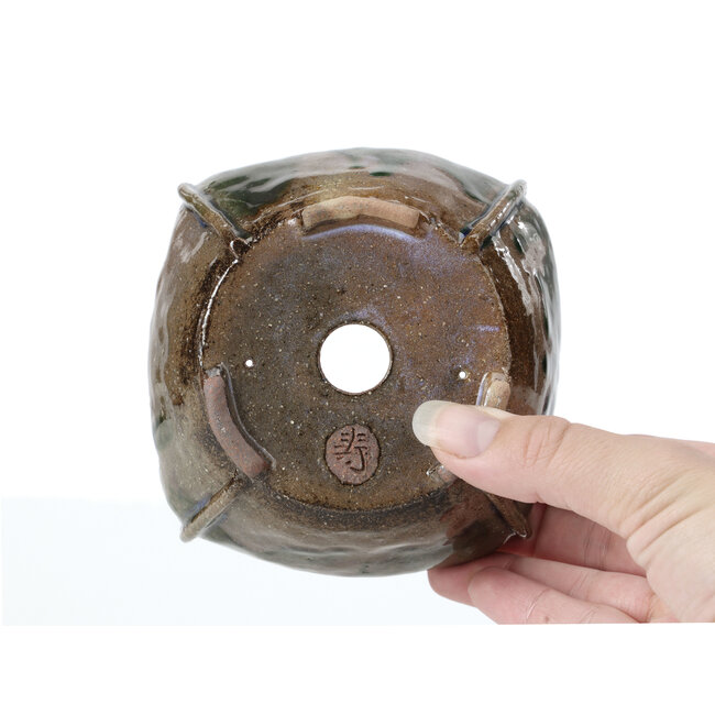 Vaso per bonsai quadrato verde multicolore di Bonsai - 107 x 110 x 55 mm