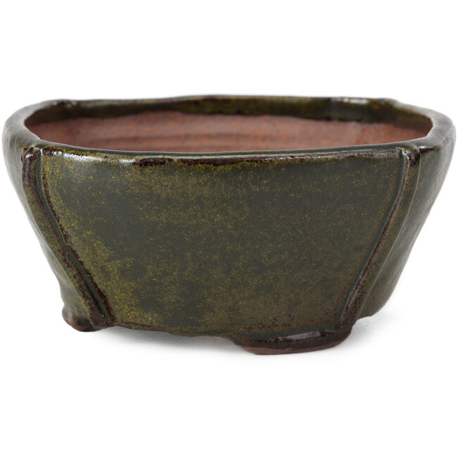 Maceta para bonsái cuadrada marrón metalizado de Bonsai - 113 x 110 x 52 mm